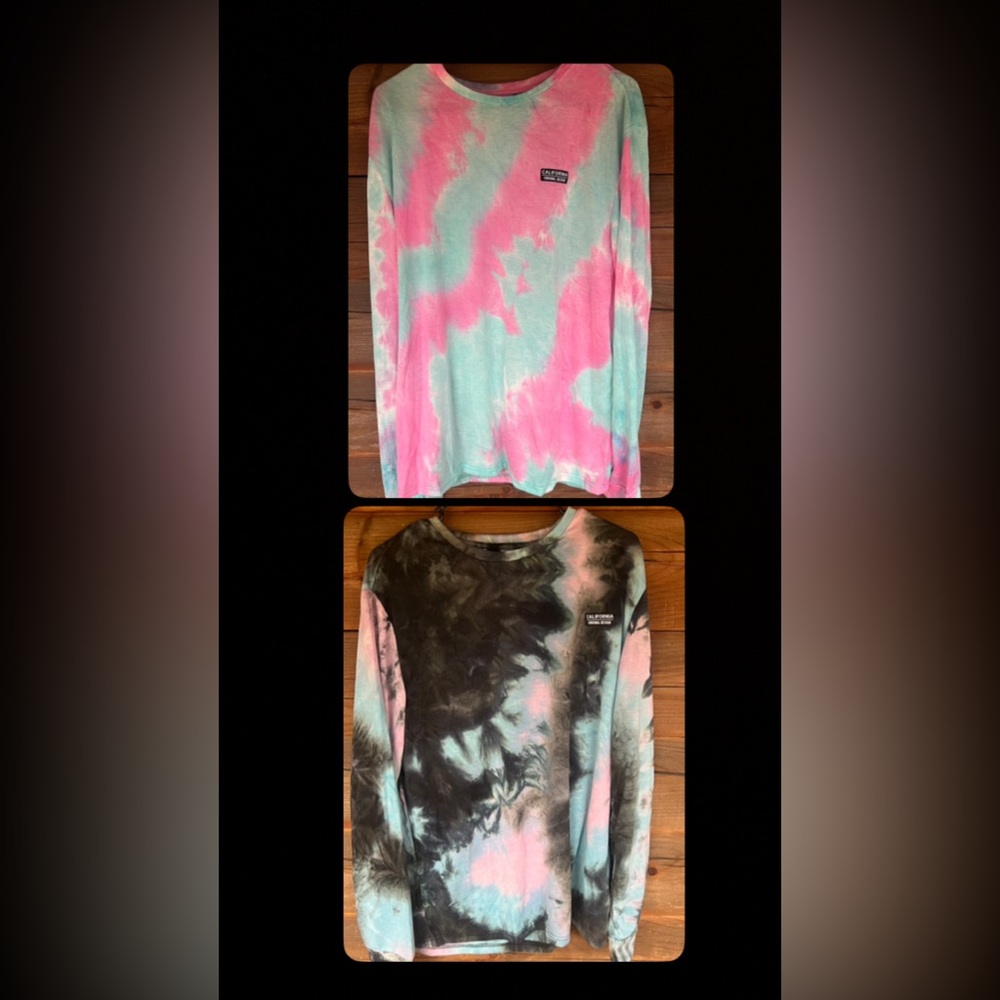 TWO men’s TieDye long sleeve shirts XXL NEVER WORN